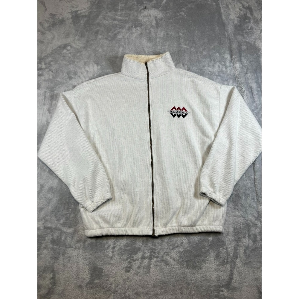 VINTAGE Polar Graphics Alaska Inside Sherpa Fleece Lining Full ZIp Made in USA